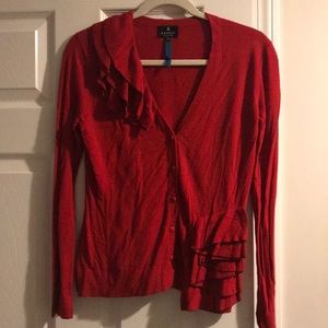 Lanvin Cardigan Sweater with Ruffles